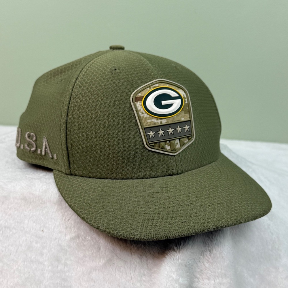 New Era 59FIFTY Low Profile Green Bay Packers Salute to Service Hat Olive 7 1/2